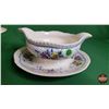 Image 2 : RIDGWAYS "Lynton" ENGLAND : Service Pcs ~ Veg Bowl with Lid (10"W) ~ Gravy Boat with Attached Base (