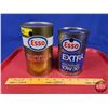 Image 1 : "ESSO" Tins (2) : (BOTH FULL) - EXTRA (6-1/2"H x 4" Dia) - MULTIGRADE 10W30 (5-3/4" x 4"Dia)  (SEE P