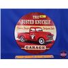 Image 1 : Single Side Tin Man Cave Sign - Round "Busted Knuckle Garage" (14"Dia) (SEE PICS!)