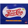 Image 1 : Single Side Tin Modern Sign - Oval "PEPSI:COLA" (11-3/4"H x 17-1/2"W) (SEE PICS!)