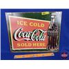 Image 1 : Single Side Tin Modern Sign "ICE COLD COCA-COLA SOLD HERE" (12-1/2"H x 16"W) (SEE PICS!)