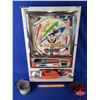 Image 2 : Vintage Wall Pinball Machine "Happy Life" (Maruto) (Toyomaru Ind. Co. Ltd.) c/w Tin of Pinballs (32"