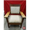 Image 1 : Oak Mission Wide Arm Chair (39"H x 28-1/2"W x 24"D) (Note: Upholstery) (SEE PICS!)