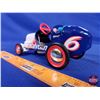 Image 4 : Crown Premiums Pedal Car Bank - Valvoline #6 Mark Martin with Stand, Flags & Helmet (Scale 1:6) (SEE