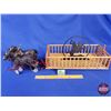 Image 1 : Combo: Horse & Wagon Toy/Ornament & Cowboy Ornament (Rig Total Measures: 7"H x 8"W x 28"L) (SEE PICS