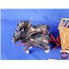 Image 2 : Combo: Horse & Wagon Toy/Ornament & Cowboy Ornament (Rig Total Measures: 7"H x 8"W x 28"L) (SEE PICS