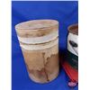 Image 7 : Collector Combo: TEXACO MARFAK Grease Pail; Air Pump & Cardboard Canister (Pail 9"H x 11"Dia) (SEE P