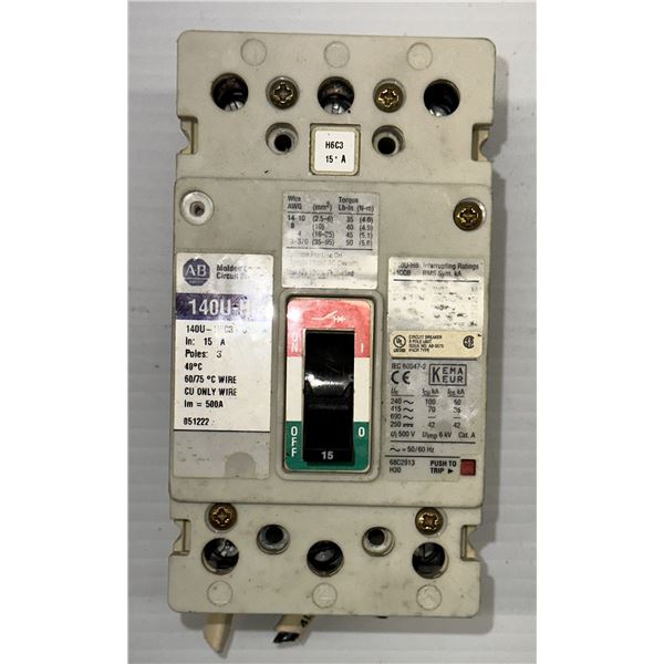 Allen Bradley #140U-H6C3-C15 A Circuit Breaker