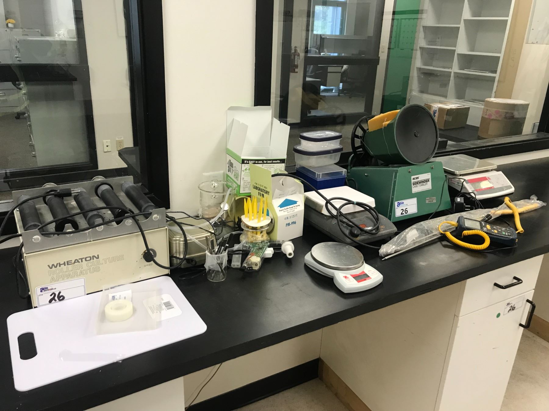TABLE TOP & CUPBOARDS OF ASSORTED LAB EQUIPMENT AND SUPPLIES - Able ...