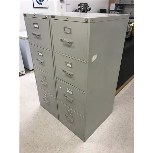 2 HON GREY METAL 4 DRAWER FILING CABINETS