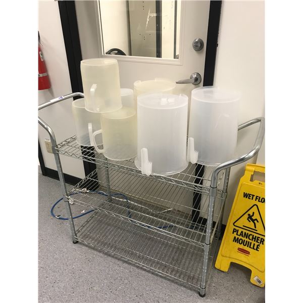 METAL 3 TIER SHELF RACK WITH PLASTIC LAB CONTAINERS - Able Auctions