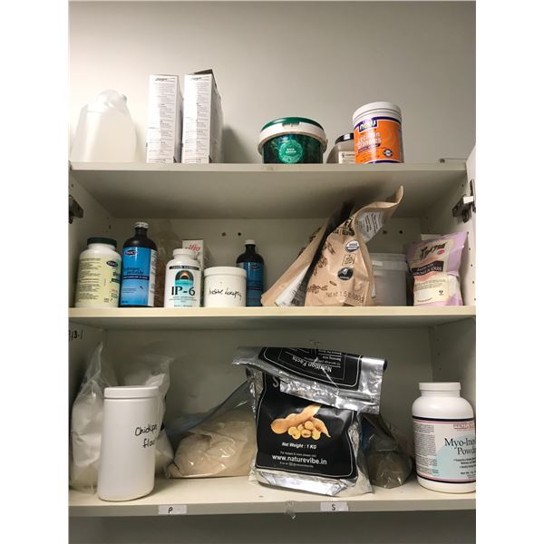 LARGE GROUP OF ASSORTED LAB CHEMICALS AND SUPPLIES