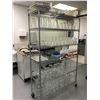 Image 1 : METAL ROLLING 6 TIER SHELF UNIT AND CONTENTS - ASSORTED BEAKERS, SPECIMEN JARS, ETC.