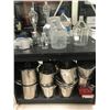 Image 1 : LARGE GROUP OF GLASS BEAKERS, STAINLESS STEEL COOKING POTS, PLASTIC JARS, ETC