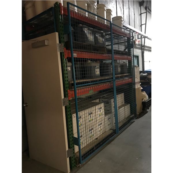 *F* GREEN & ORANGE PALLET RACKING UNIT W/BLUE SECURITY CAGE, - Able ...