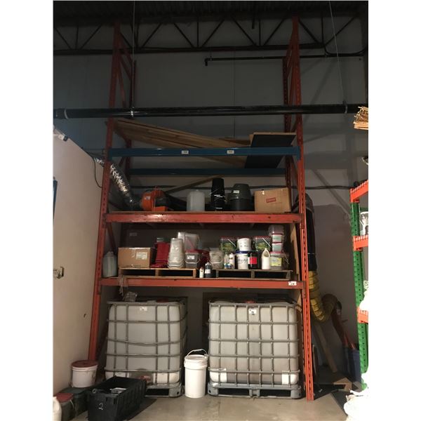 *F* 3 BAYS OF ORANGE PALLET RACKING- (2) APPROX 9FT H X 8 1/2FT W X 3 1/2FT, (1) 18FT HIGH