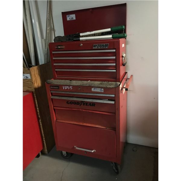 2 PCS. ROLLING TOOL CABINET & CONTENTS - WATERLOO PRO MAX TOP WITH WESTWARD BOTTOM