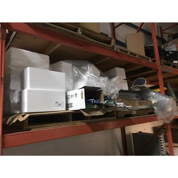 3 PALLET RACKING SHELVES FULL OF SHOP SUPPLIES, HARDWARE & MISCELLANEOUS