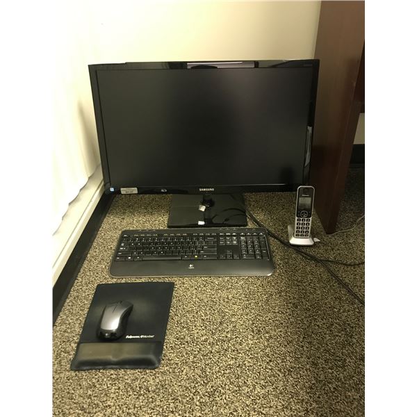 SAMSUNG 27" COMPUTER MONITOR WITH KEYPAD,MOUSE AND PANASONIC CORDLESS PHONE