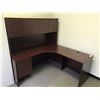 Image 1 : CHERRYWOOD FINISH L-SHAPED OFFICE DESK WITH HUTCH