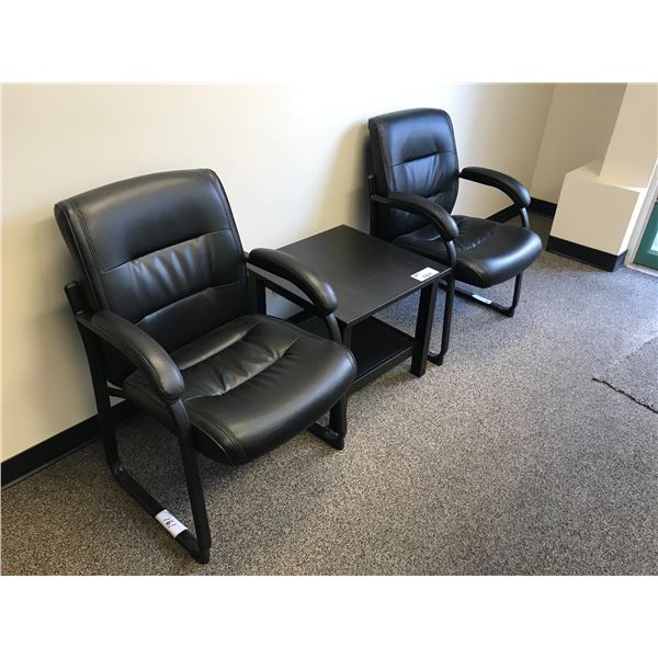 3PC CLIENT CHAIRS & SMALL TABLE SET (BLACK)