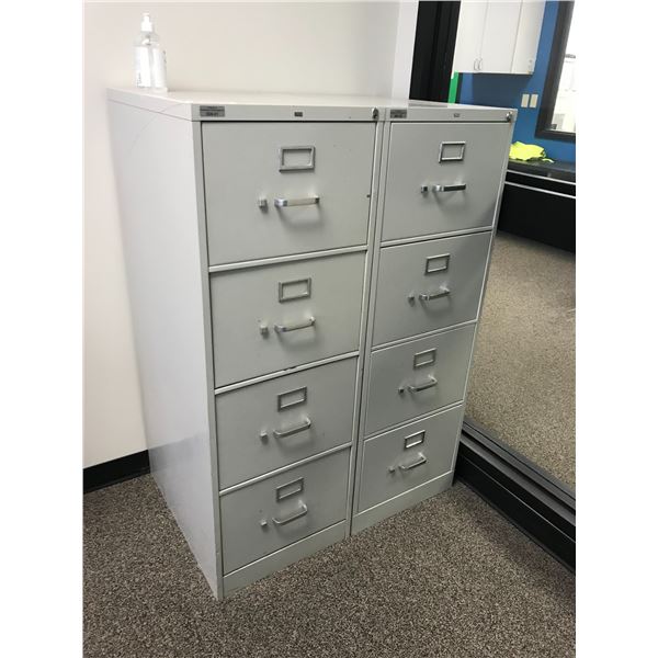 2 HON GREY METAL 4 DRAWER FILING CABINETS