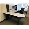 Image 1 : CONTEMPORARY GREY & BLACK U-SHAPED OFFICE DESK WITH HUTCH AND CHAIR