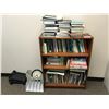 Image 1 : SMALL WOODEN BOOKSHELF WITH ASSORTED BOOKS AND MISCELLANEOUS ITEMS