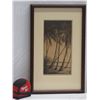 Image 2 : Waikiki Palms Artwork, Signed by Artist Leonie Schwallie, Wood Framed 9.5"x15"