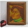 Image 2 : Hawaiian Female with Ilima Lei Artwork, Signed by Artist Nahoolewa, Wood Framed 11"x13"