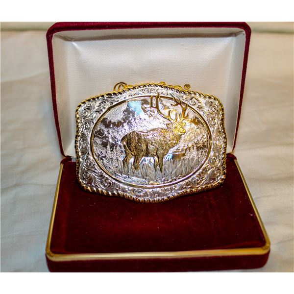 Crumrine Gold & Silver “Bull Elk” Belt Buckle