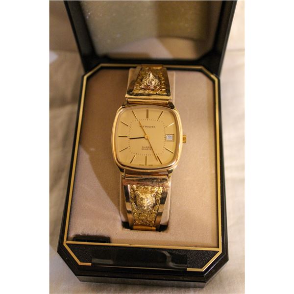 14k Wittnauer Wrist Watch and 10k Double Ram Head Ring