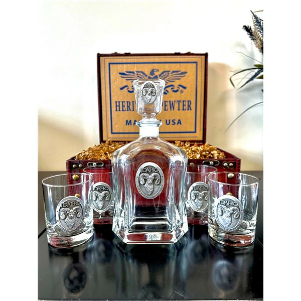 Pewter Wine Decanter Set with Idaho WSF Logo