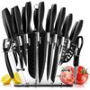 Image 1 : Knife Set, HOMEVER 19 Pieces Knife Block Set with Sharpener, Chef Knife, 6 Pieces Steak Knives, Util