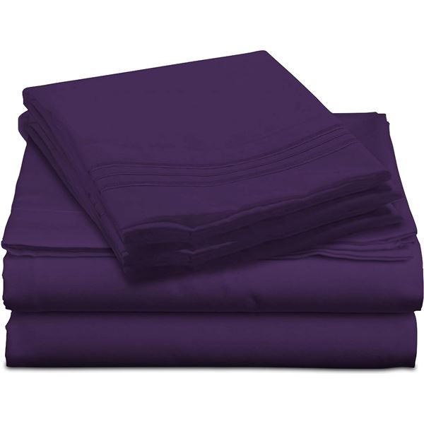 Set of 2 Purple Everyday Luxury Purity Collection - 100 Bamboo Rayon Bedding - 4 Piece Bed Sheet Set