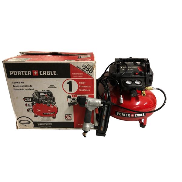 PORTER-CABLE Air Compressor, 6-Gallon, Pancake, Oil-Free w/Nailer