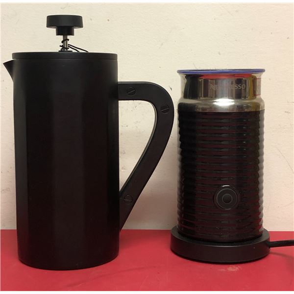 Nespresso 3194 Aeroccino and Milk Frother (Black) & Starbucks coffee press