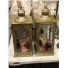 Image 3 : Group of assorted decor items including - tall candle stick holders, lanterns candle holders w/flowe