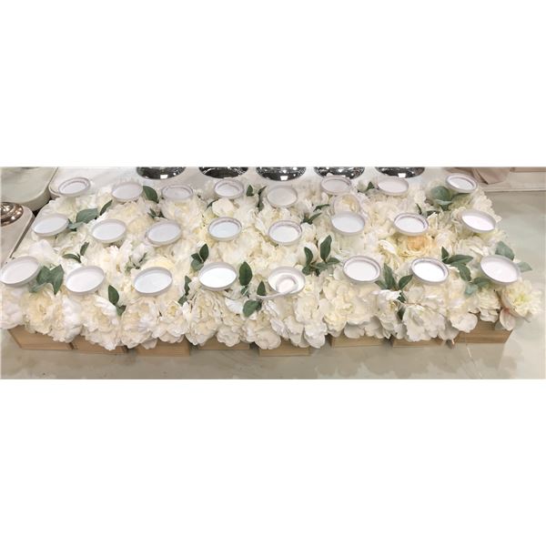Large group of assorted decorative wedding/decor flower based candle holders