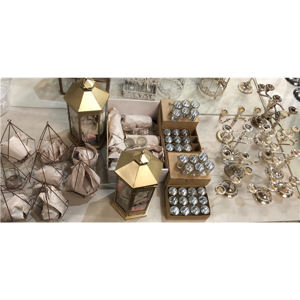 Group of assorted decor items including - candler hangers (missing holder), mini candle holders, 3-t