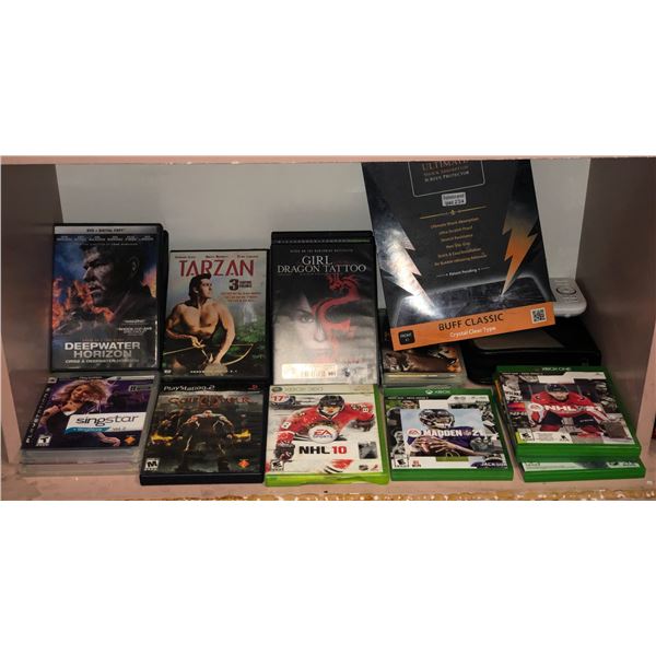 Group of misc video games & DVDs including - NHL, Tarzan, Deepwater horizon, Madden, etc...