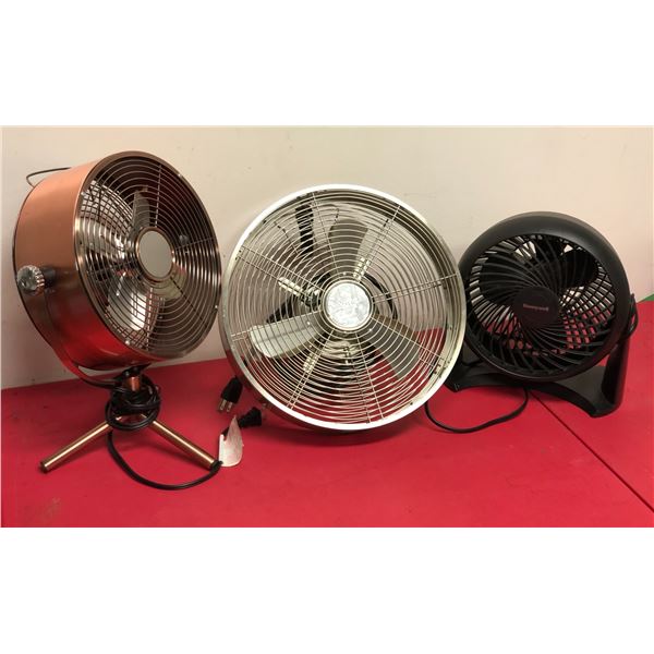Group of 3 fans 2 metal & 1 plastic