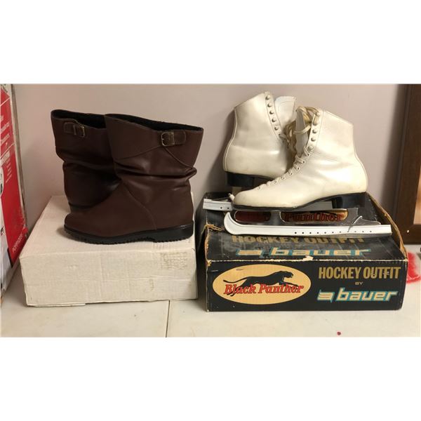 Group of Cougar boots size 6 & Hockey outfit skate size 9