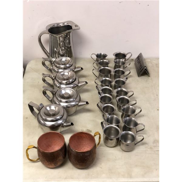 Group of commercial coffee holders, cream holders, jug, reserved signs, etc...