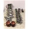 Image 1 : Group of commercial coffee holders, cream holders, jug, reserved signs, etc...