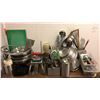 Image 1 : Large group of misc kitchen items including - pizza cutter, stainless steel bowls, ice cream scooper