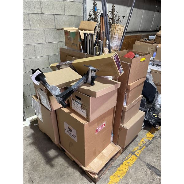 Pallet lot of misc items including - round gas fittings, home decor, vintage electronics, etc...