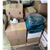 Image 1 : Pallet lot of misc items including - various sheets, drop cloths for dust, curtains, etc...