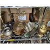 Image 2 : Shelf lot of assorted silverware, brassware, candle holder, etc...