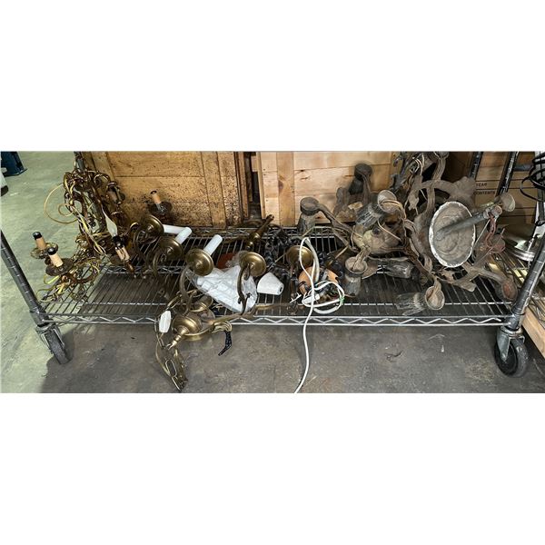 Shelf lot of hanging candle holders